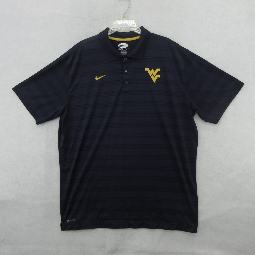 West Virginia Mountaineers Shirt Mens 2XL Blue NCAA Football Nike Dri-FIT Polo